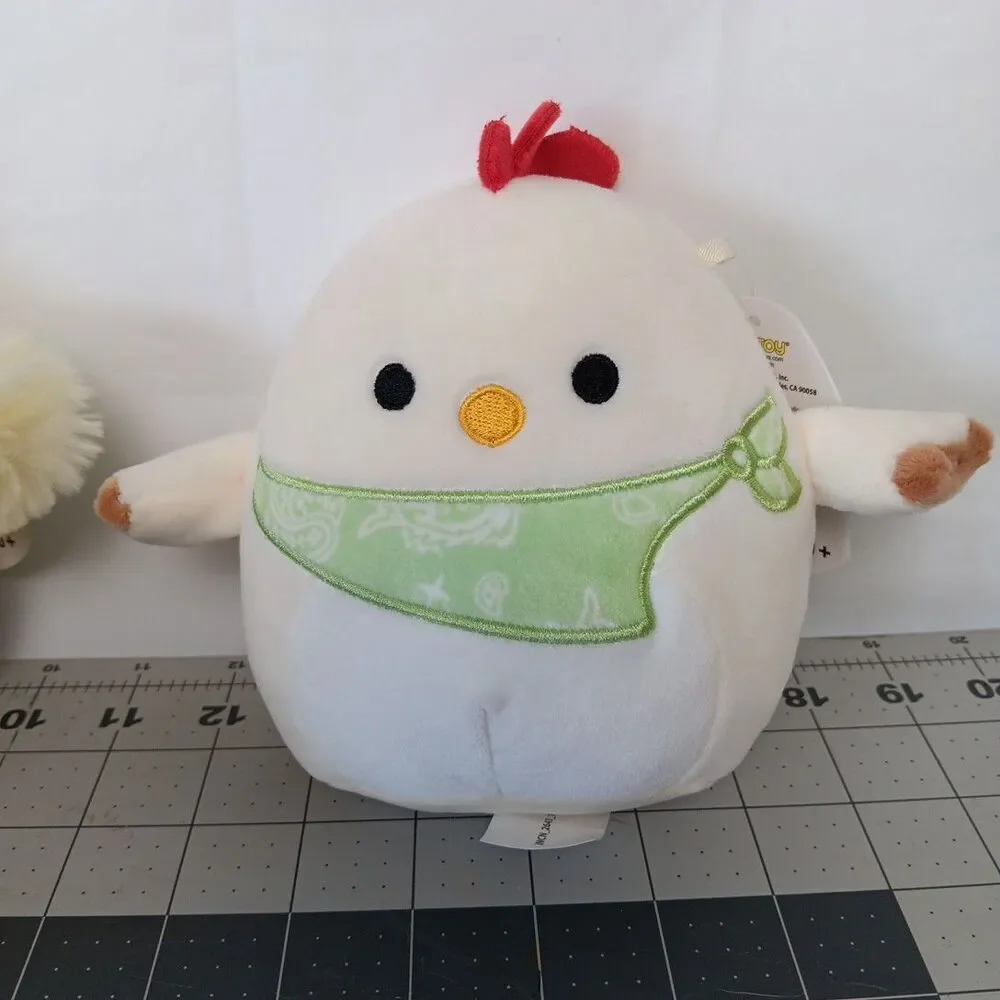 Squishmallow Aimee Yellow Chick w/ Bunny Ears-Rie Otter-Todd the Rooster Lot New